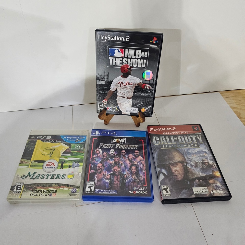 PlayStation Game Case Lot PS2 PS3 PS4 MLB 08 COD AEW Tiger Woods No Discs